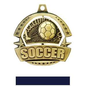   Soccer Medals M 720S GOLD MEDAL/NAVY RIBBON 2.25