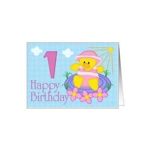  Happy 1st Birthday Duckie Girl Card: Toys & Games