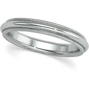   Ring Ring. 03.00 Mm Comfort Fit Milgrain Band In 14K Whitegold Size 4