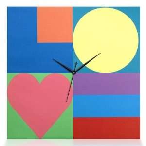  Mod Love Square Canvas Wall Clock: Home & Kitchen