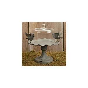  Small Glass Domed Display Stand w/ Bird Design: Home 