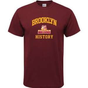  Brooklyn College Bulldogs Maroon History Arch T Shirt 