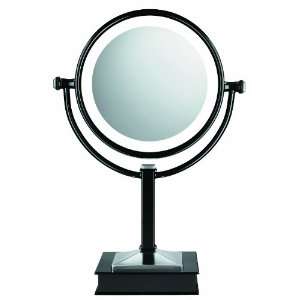   Fluorescent Lighted Mirror, 1x/10x Magnification, Black Finish Beauty
