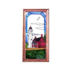   LIGHTHOUSE Suncatcher Window 11x22 Glass Panel Framed: Home & Kitchen