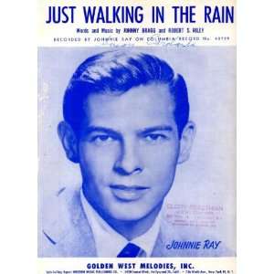   Walking In the Rain Vintage 1953 Sheet Music Performed by Johnnie Ray