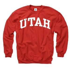  Utah Utes Youth Red Arch Crewneck Sweatshirt: Sports 