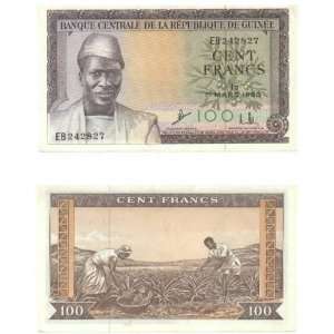  Guinea 1960 100 Francs, Pick 13a 