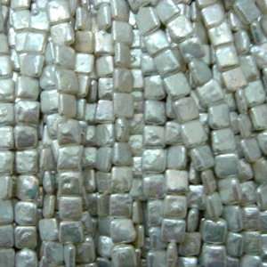  White 10.5mm Square Coin Loose Freshwater Pearl Beads 