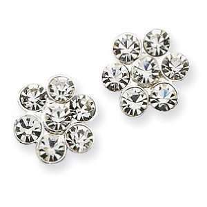   1928 Silver tone Crystal Flower Post Earrings: 1928 Boutique: Jewelry
