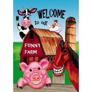  Welcome to the Funny Farm Barn Mini Flag: Patio, Lawn 