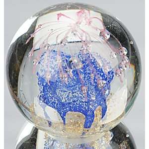 Murano Design Hand Blown Glass Art   First Love Pinky Splash on Blue 