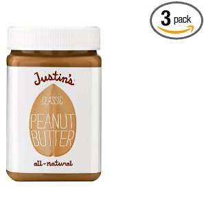 Justins Natural Classic Peanut Butter, 16 Ounce plastic jars (Pack of 