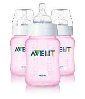  Philips AVENT 3 Pack BPA Free Classic Bottles, Pink, 9 