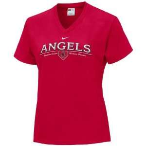  Nike Anaheim Angels Red Ladies Banner T shirt: Sports 