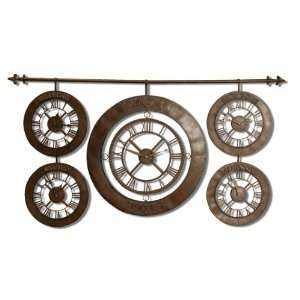 Uttermost 63 Inch Time Zones Clock Wall Mounted Light Brown Undercoat 
