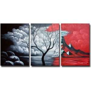  3 Piece Hand Painted Blood Mountain Canvas Art Set: Home 