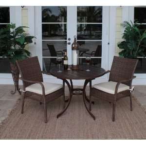 Patio 3 Piece Slatted Table Bistro Dining Set by Hospitality Rattan 