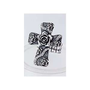  Silver Rose Cross Ring: Arts, Crafts & Sewing