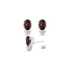  0.12 Ct Diamond & 3.33 Ct Garnet Earrings in Platinum 
