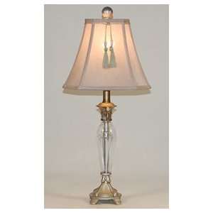  Cut Glass and Silver Table Lamp with Tassled Silk Shade 