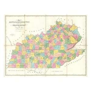  David H. Burr   Map Of Kentucky & Tennessee, 1839 Giclee 