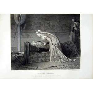   1870 Art Journal Lear Cordelia Lady Sleeping Man Stone: Home & Kitchen