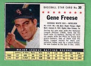 1961 Post #30 Gene Freese a White Sox Box VG/EX  