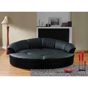   Modern Black Leather Circular Sectional Sofa  Circle