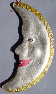 OLD GERMAN DRESDEN CHRISTMAS ORNAMENT MOON FACE  