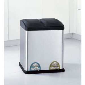  Stainless Step On Trash & Recycling Can   2 Compartments 