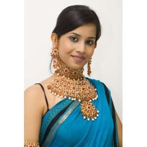  Jodha Akbar Indian Polki & Beads Heavy Bridal Jewelry Set 