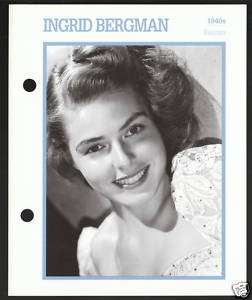 INGRID BERGMAN Atlas Movie Star Picture Biography CARD  