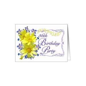  36th Surprise Birthday Party Invitations Yellow Daisy 