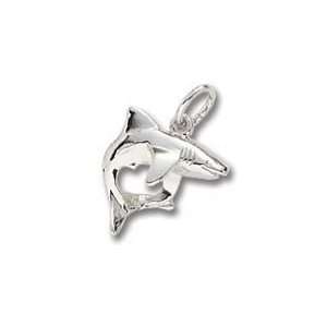  3844 Shark Charm   Sterling Silver: Jewelry