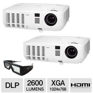  NEC NP V260X XGA 3D Mobile DLP Projector Bundle 