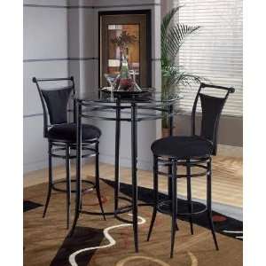  3pc Bar Table and Stools Set with Black Microfiber in 