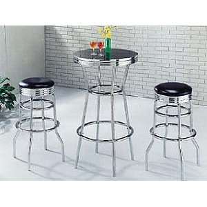   Furniture Chrome Plated Bar Table 3 piece 02973 set: Home & Kitchen