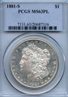 1881 S Morgan Dollar PCGS MS63PL Prooflike  