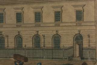 ANTIQUE HAND TINTED PRINT BRITISH EAST INDIA COMPANY HOUSE 1800 GOLD 