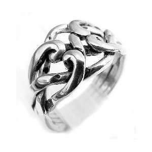  Sterling Silver 4 Band Weaved Puzzle Knot Ring Size 8 