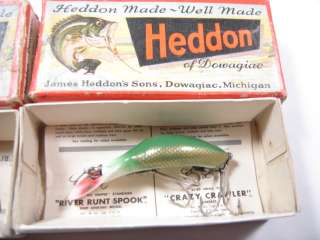 VINTAGE HEDDON TADPOLLY FISHING LURES IN BOXES & A TINY TAD  