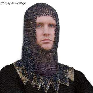 KNIGHTS WEARABLE BLACK ARMOR CHAINMAIL COIF HEADPIECE  