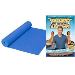Yoga Mat Blue by Sunny Health & Fitness with Biggest Loser Weight Loss 