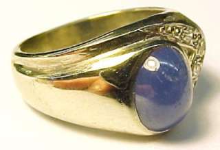 Blue Star Sapphire / 10KT Solid White Gold Ring Sz 5.5  