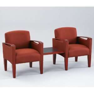  Two Chairs with Connecting Center Table Perk Flint Fabric 
