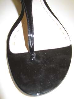Miu Miu black patent crystal heel flat sandals 40 5Y8062 $595  