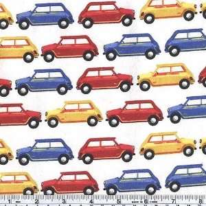  45 Wide Flannel Cars White Fabric By The Yard: Arts 