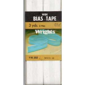 VINTAGE WIDE BIAS TAPE, 3 YDS, 2.75M, 116 202 White, 30, 65% ployester 