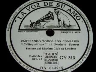 JAZZ 78 rpm RECORD Spain SEXTETO RHYTHM CLUB DE LONDRES  