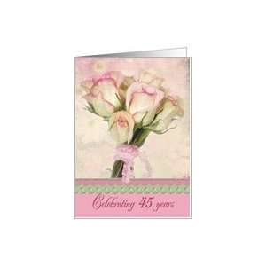 45th birthday rose pink bouquet Card